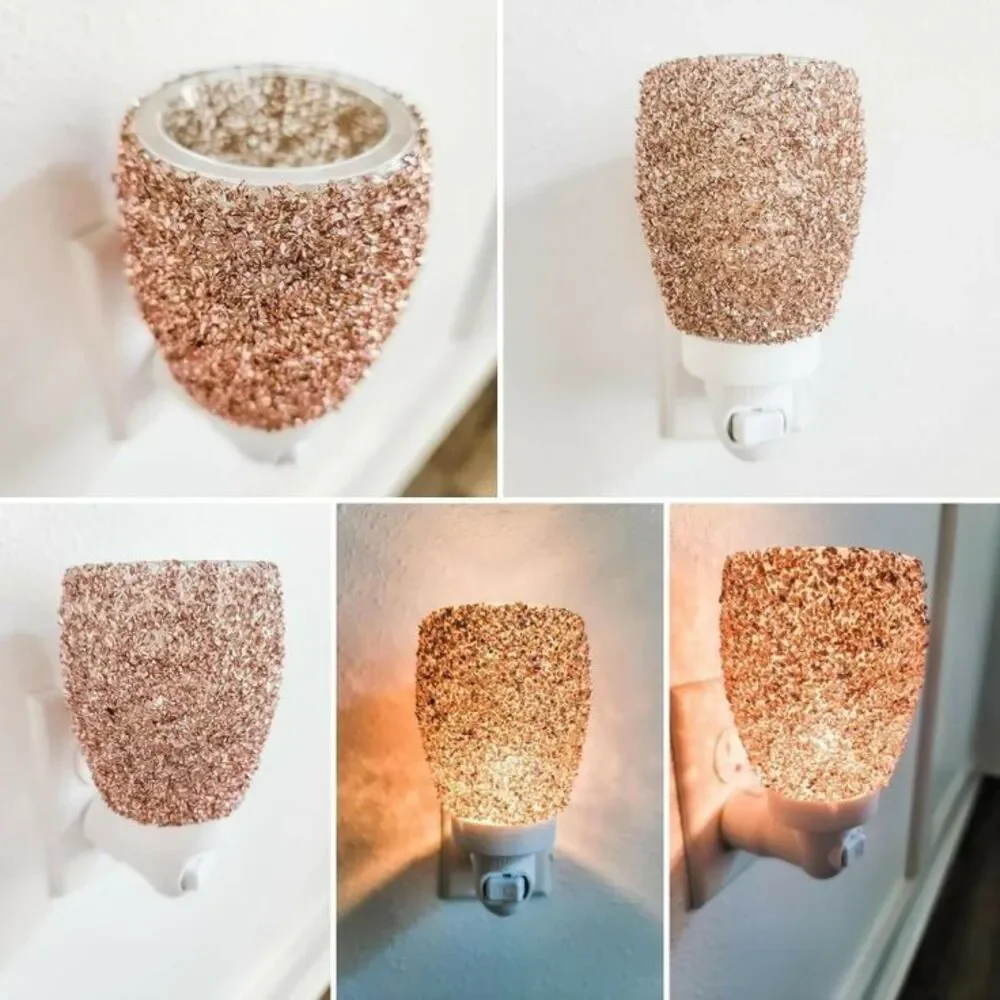 SCENTSY Mini Warmer GLITTER ROSE GOLD NEW IN BOX  Wall Plug in Nightlight Warmer